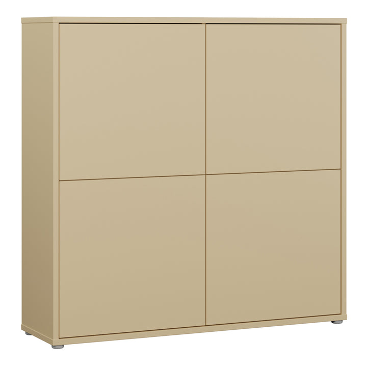 Alice Springs 4 Door Large Storage Cabinet with Push-to-Open Doors in Butter Yellow