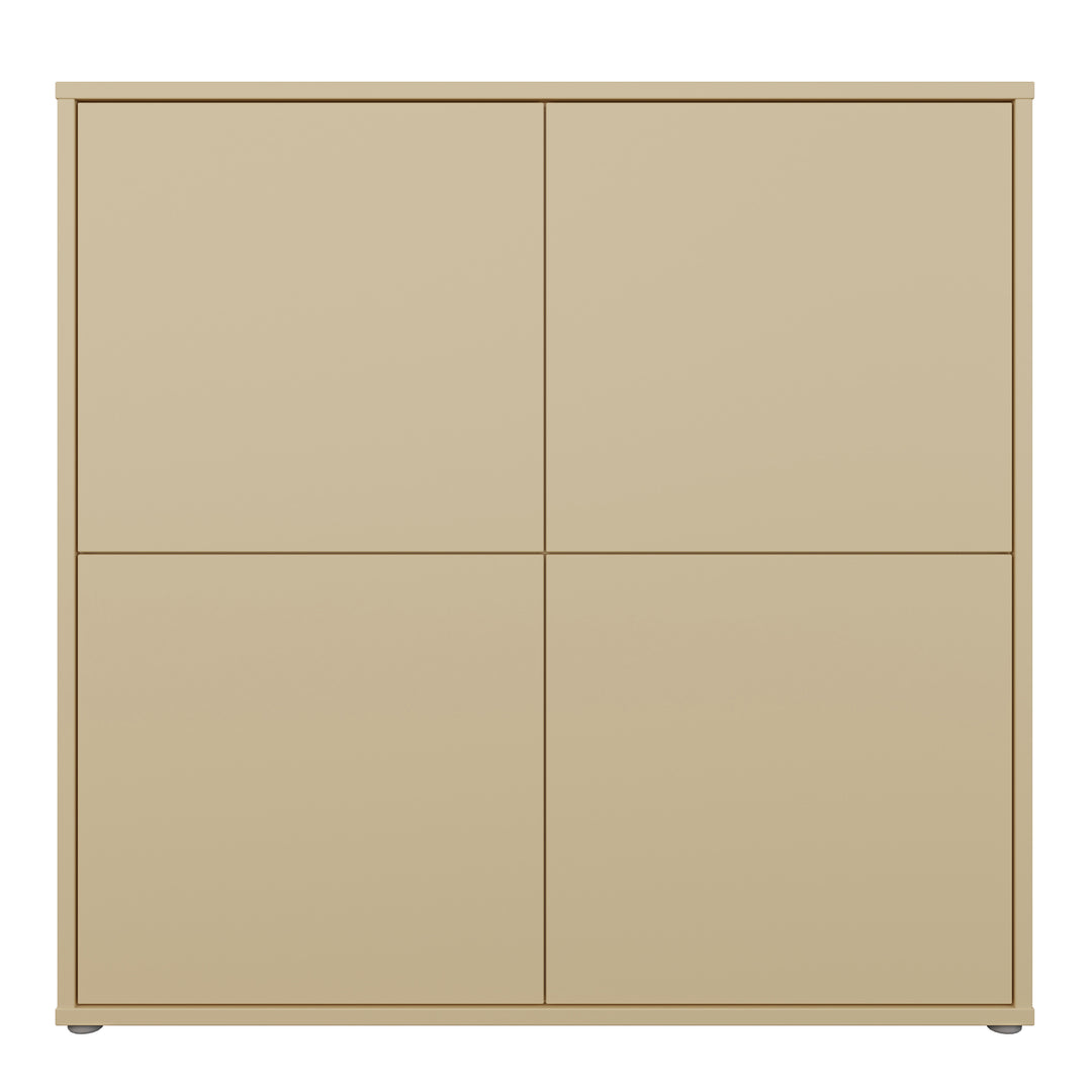 Alice Springs 4 Door Large Storage Cabinet with Push-to-Open Doors in Butter Yellow