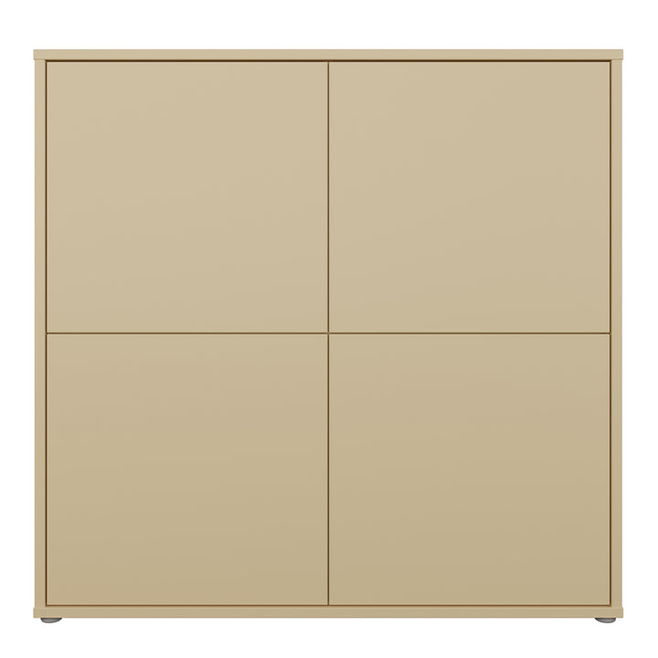 Alice Springs 4 Door Large Storage Cabinet with Push-to-Open Doors in Butter Yellow