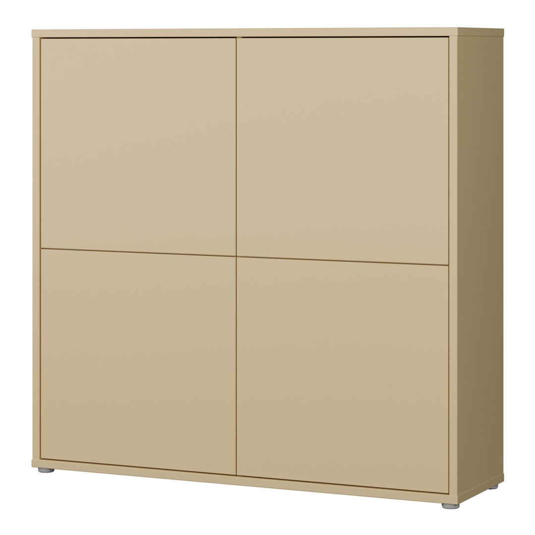 Alice Springs 4 Door Large Storage Cabinet with Push-to-Open Doors in Butter Yellow