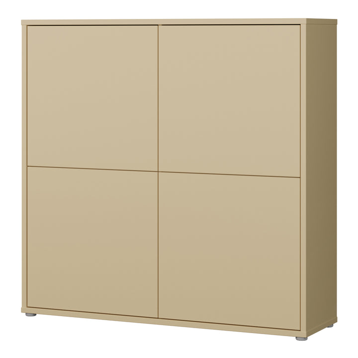 Alice Springs 4 Door Large Storage Cabinet with Push-to-Open Doors in Butter Yellow