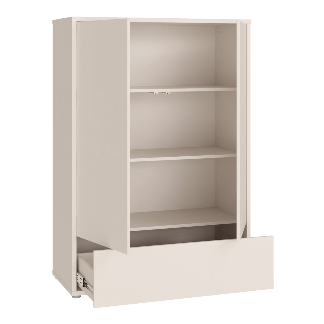 Alice Springs 2 Door Low Wardrobe with Push-to-Open Doors and Drawer in Sand