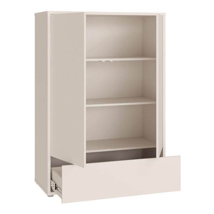 Alice Springs 2 Door Low Wardrobe with Push-to-Open Doors and Drawer in Sand