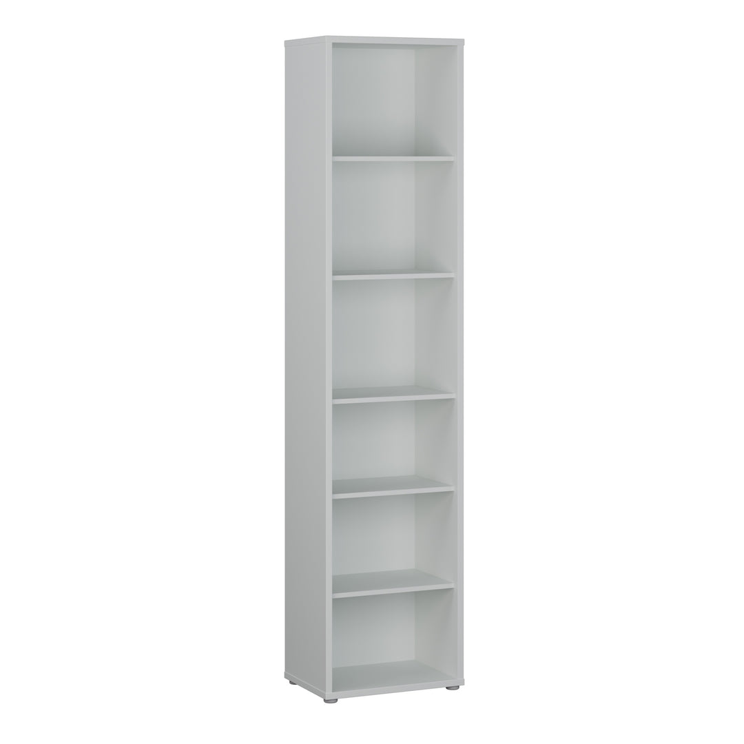 Alice Springs Tall Narrow Bookcase with 5 Shelves in Light Grey