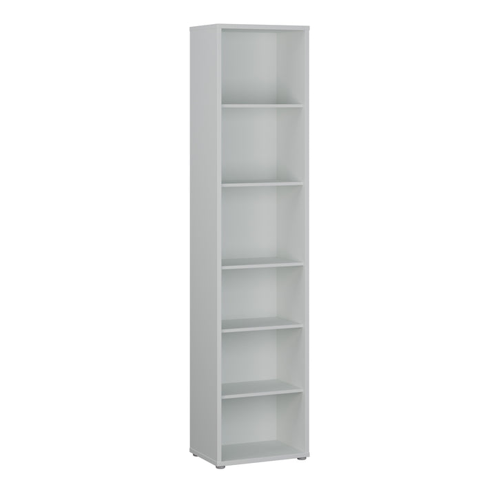 Alice Springs Tall Narrow Bookcase with 5 Shelves in Light Grey
