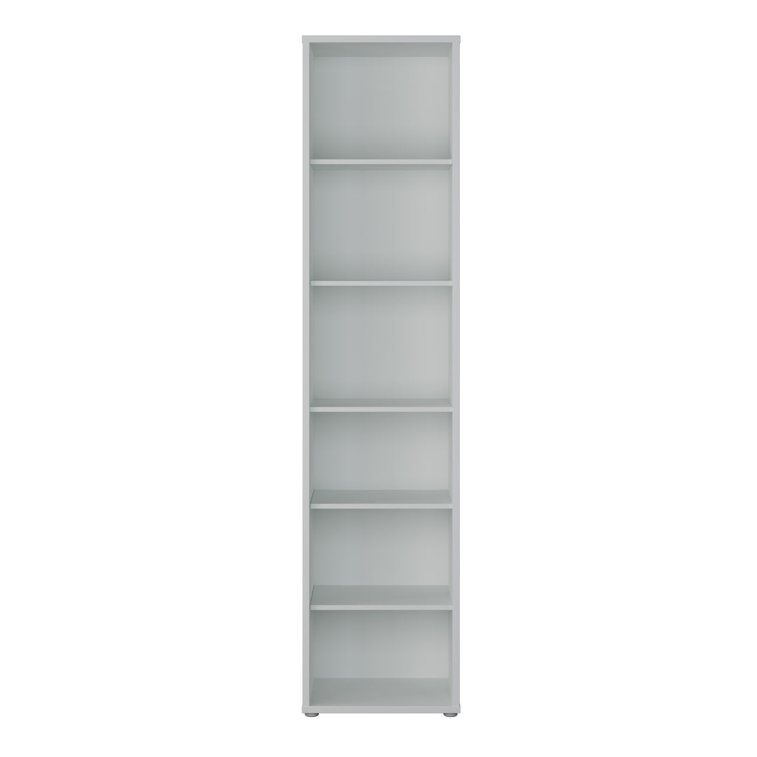 Alice Springs Tall Narrow Bookcase with 5 Shelves in Light Grey