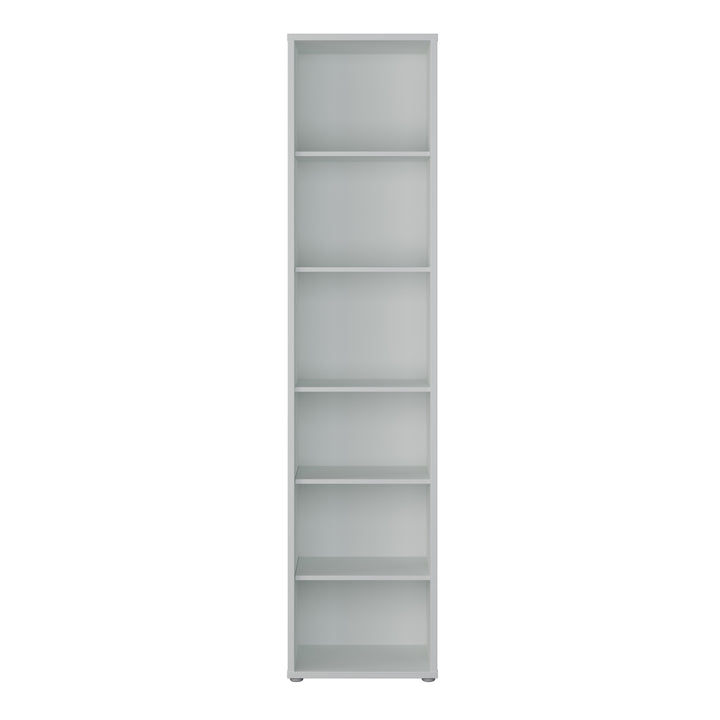 Alice Springs Tall Narrow Bookcase with 5 Shelves in Light Grey