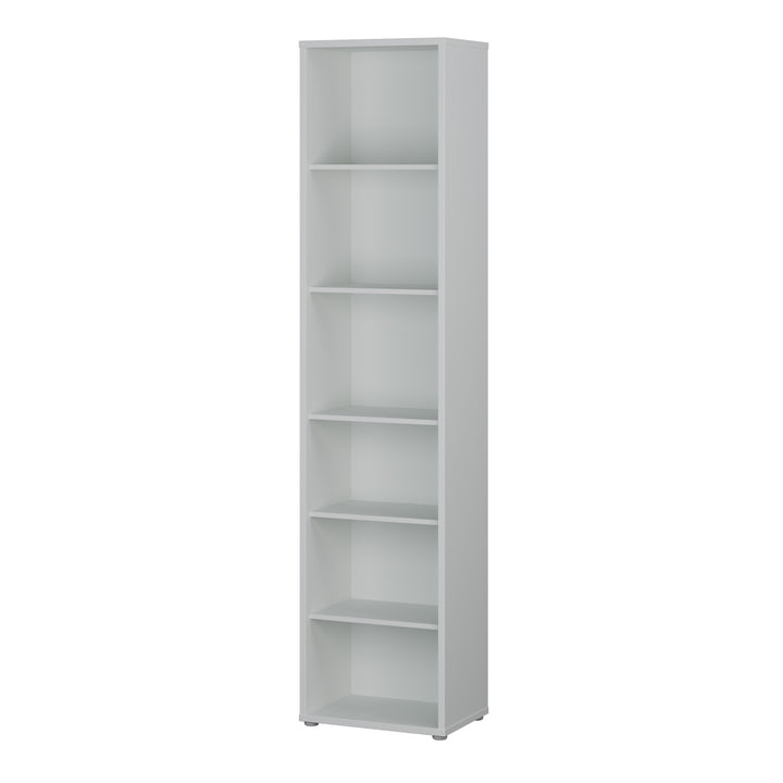 Alice Springs Tall Narrow Bookcase with 5 Shelves in Light Grey