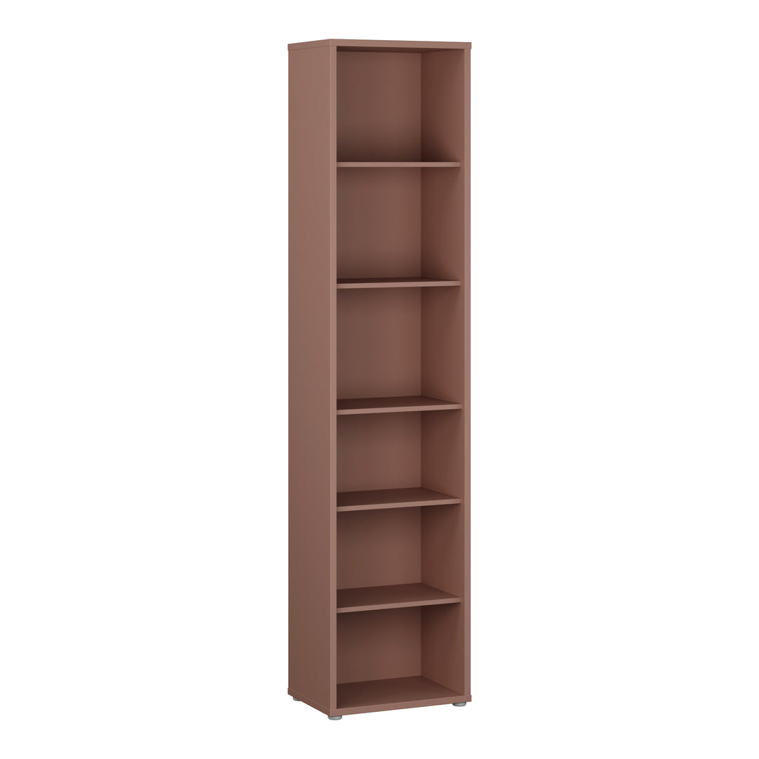 Alice Springs Tall Narrow Bookcase with 5 Shelves in Terracotta