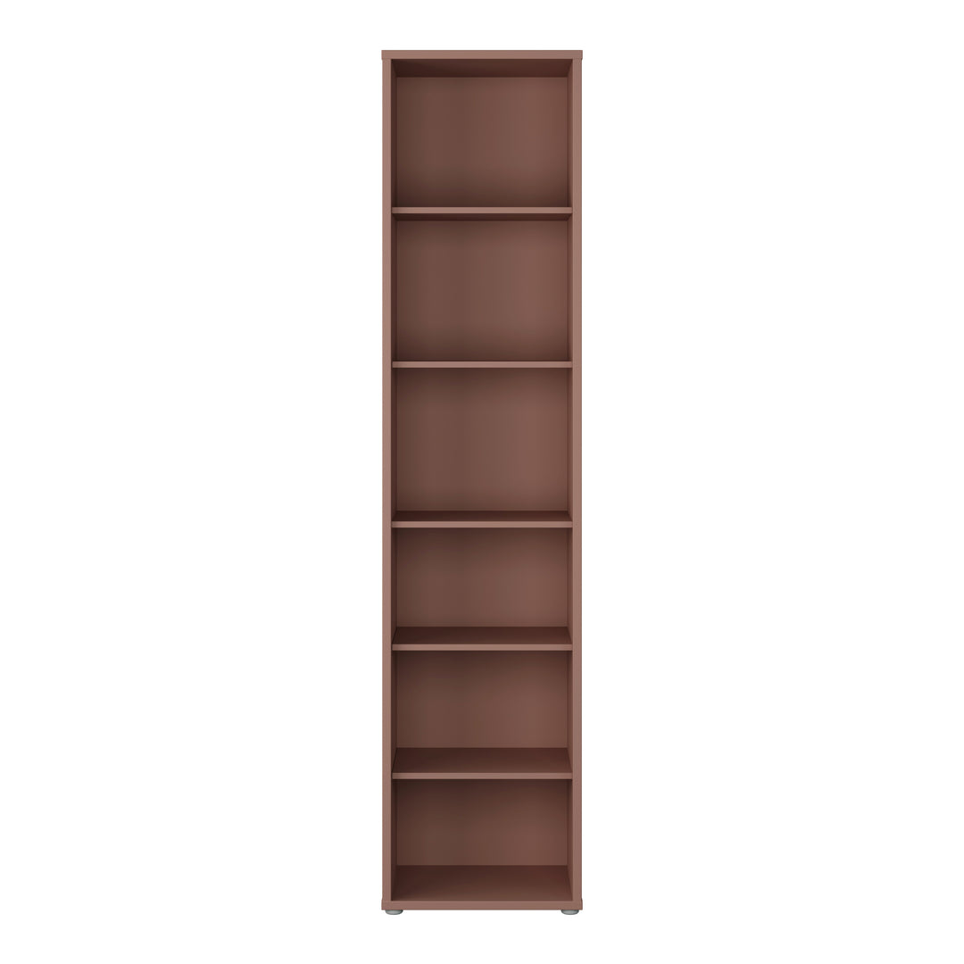 Alice Springs Tall Narrow Bookcase with 5 Shelves in Terracotta