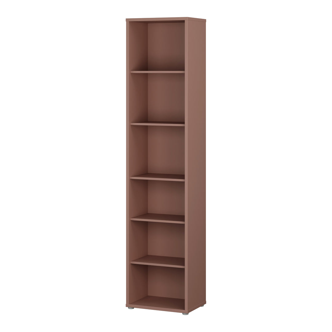 Alice Springs Tall Narrow Bookcase with 5 Shelves in Terracotta