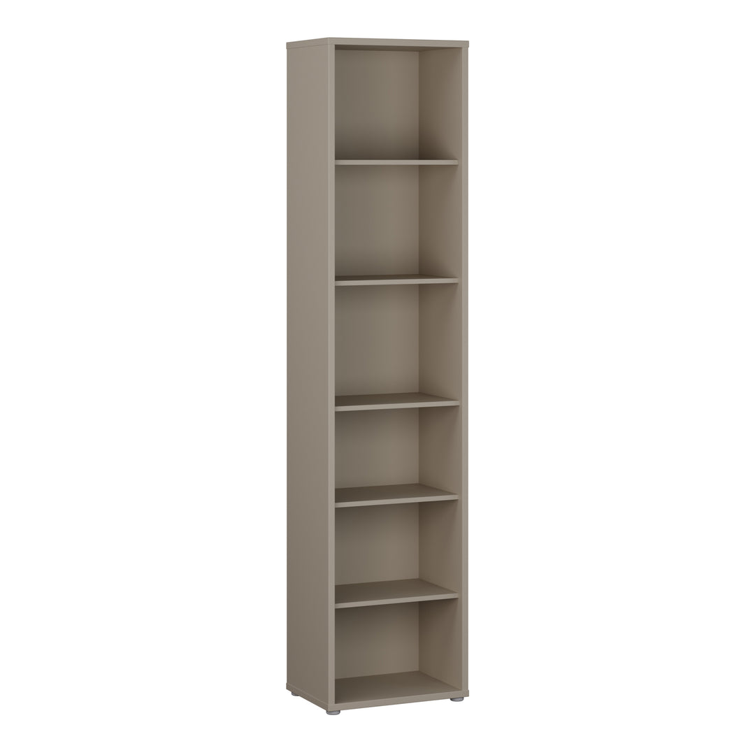 Alice Springs Tall Narrow Bookcase with 5 Shelves in Taupe
