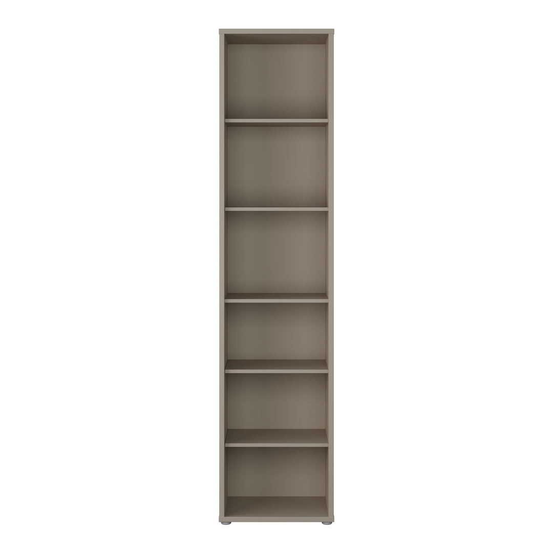 Alice Springs Tall Narrow Bookcase with 5 Shelves in Taupe