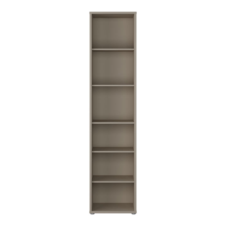 Alice Springs Tall Narrow Bookcase with 5 Shelves in Taupe