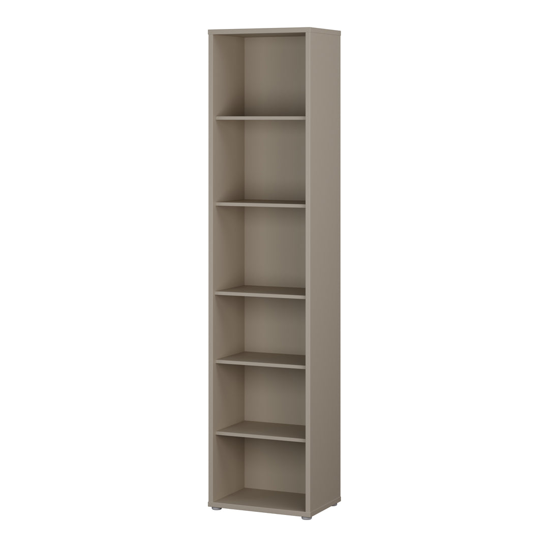 Alice Springs Tall Narrow Bookcase with 5 Shelves in Taupe