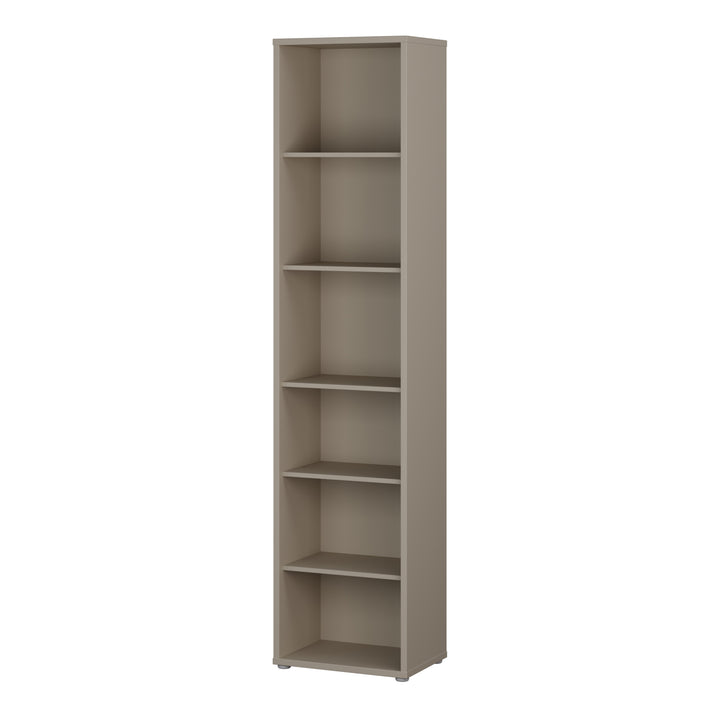Alice Springs Tall Narrow Bookcase with 5 Shelves in Taupe