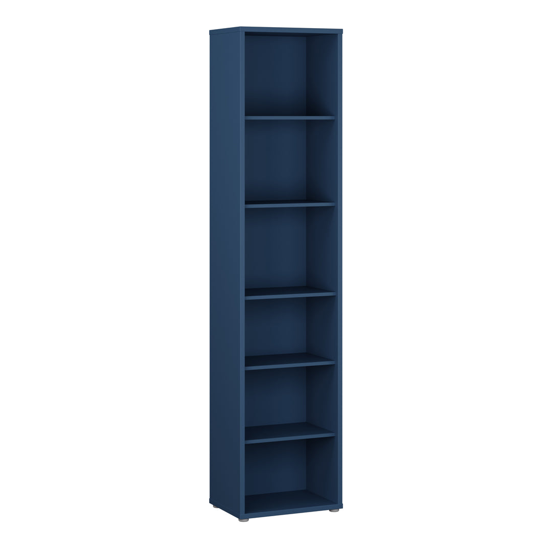 Alice Springs Tall Narrow Bookcase with 5 Shelves in Night Blue