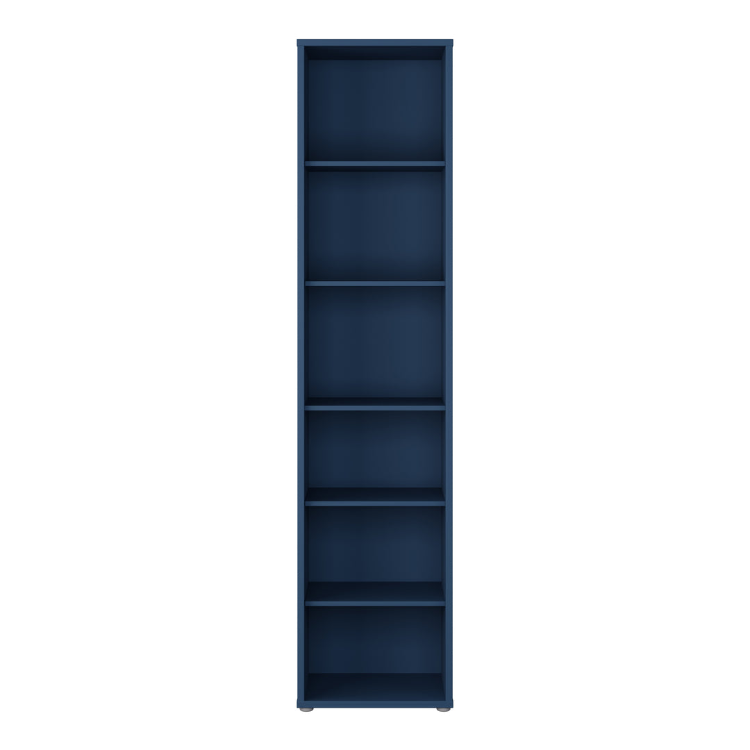 Alice Springs Tall Narrow Bookcase with 5 Shelves in Night Blue