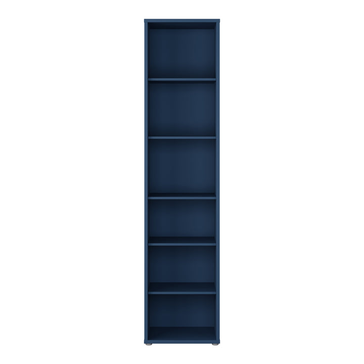 Alice Springs Tall Narrow Bookcase with 5 Shelves in Night Blue