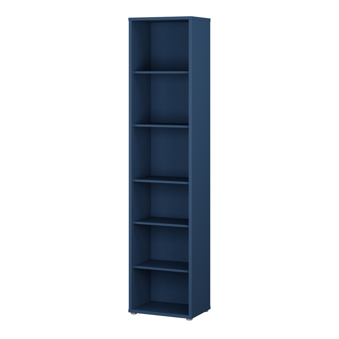 Alice Springs Tall Narrow Bookcase with 5 Shelves in Night Blue