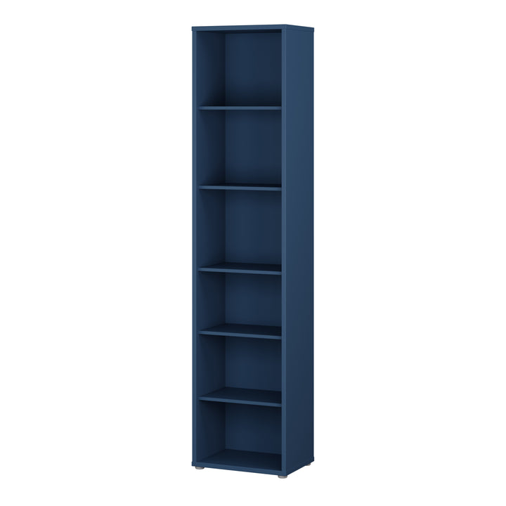 Alice Springs Tall Narrow Bookcase with 5 Shelves in Night Blue