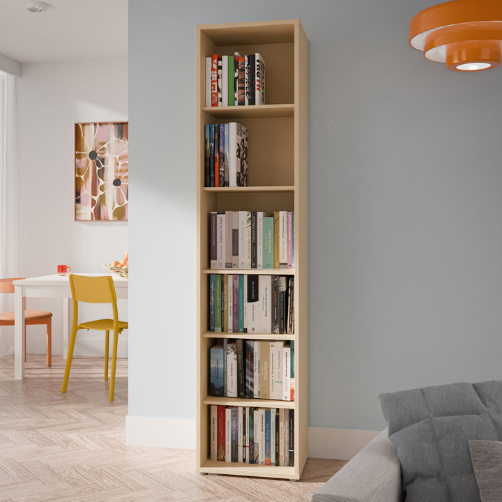 Alice Springs Tall Narrow Bookcase with 5 Shelves in Butter Yellow