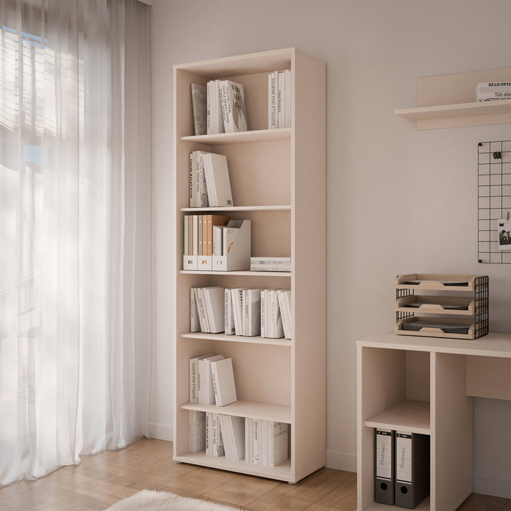 Alice Springs Tall Wide Bookcase with 5 Shelves in Sand