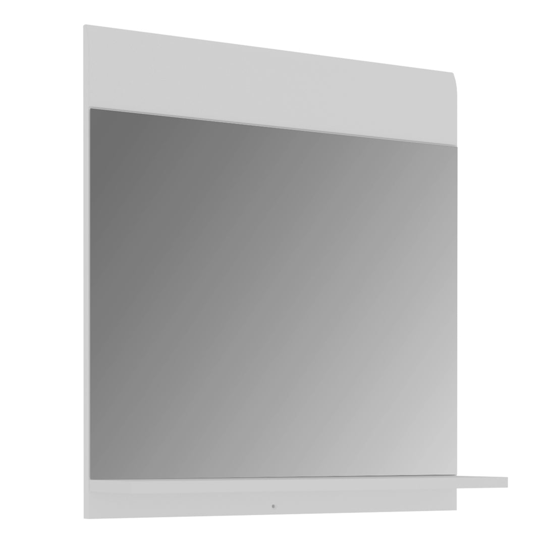 Ice Cave Mirror with Shelf in White with White High Gloss Front