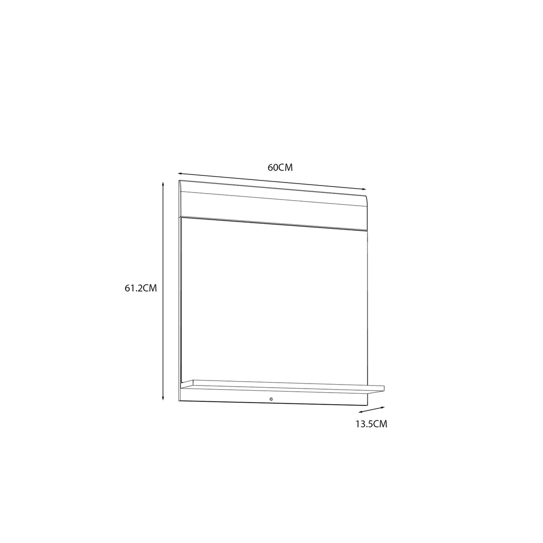 Ice Cave Mirror with Shelf in White with White High Gloss Front