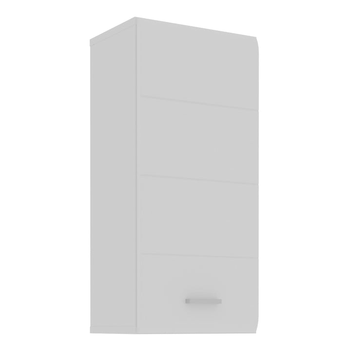 Ice Cave Hanging Storage Cupboard with 1 Door & Silver Handle in White with White Gloss Door