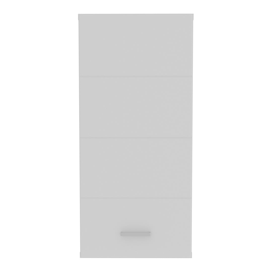 Ice Cave Hanging Storage Cupboard with 1 Door & Silver Handle in White with White Gloss Door