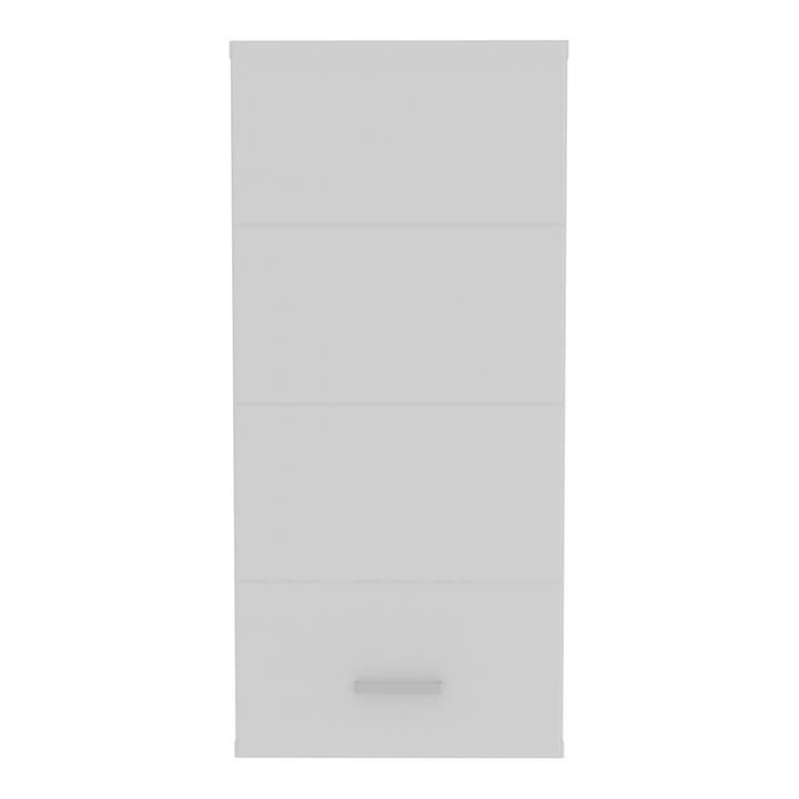 Ice Cave Hanging Storage Cupboard with 1 Door & Silver Handle in White with White Gloss Door