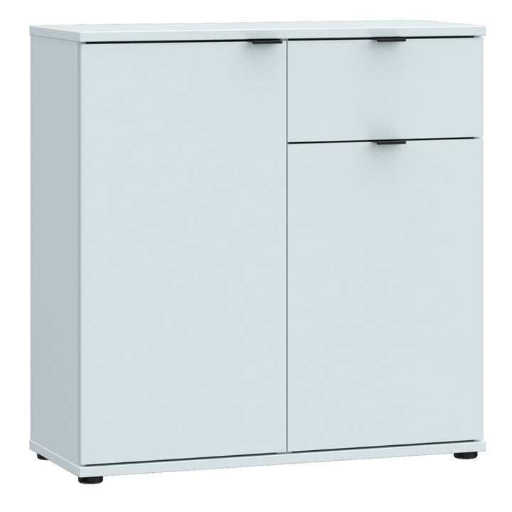 Ganymede 2 Door Cupboard with Drawer and Top Lip Detail in Light Grey