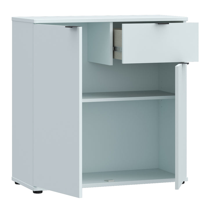 Ganymede 2 Door Cupboard with Drawer and Top Lip Detail in Light Grey
