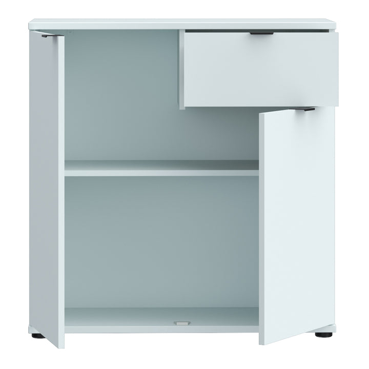 Ganymede 2 Door Cupboard with Drawer and Top Lip Detail in Light Grey