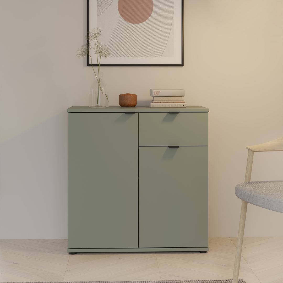 Ganymede 2 Door Cupboard with Drawer in Sage Green