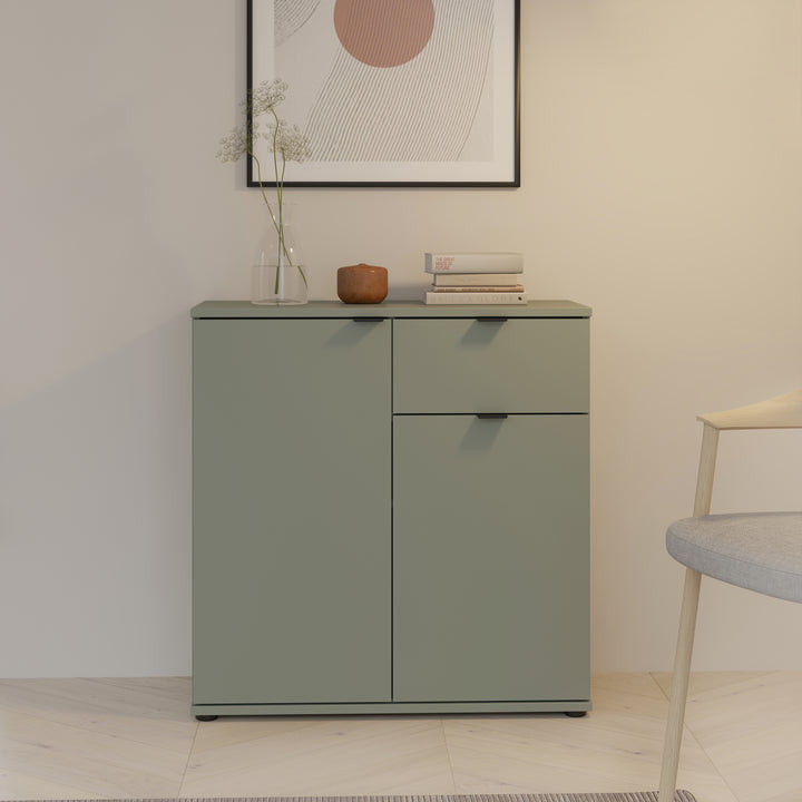 Ganymede 2 Door Cupboard with Drawer in Sage Green