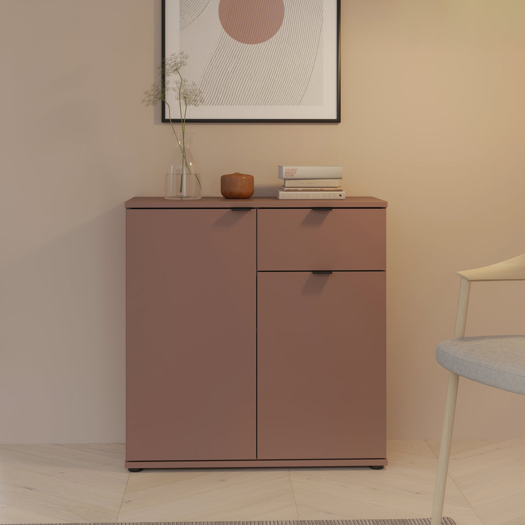 Ganymede 2 Door Cupboard with Drawer in Terracotta
