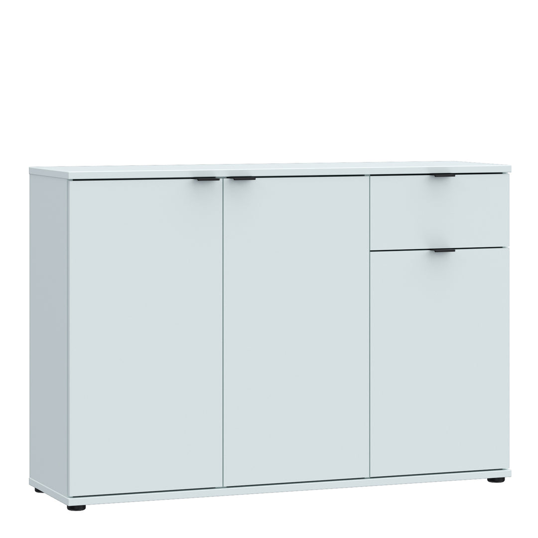 Ganymede Wide 3 Door Cupboard with Drawer in Light Grey