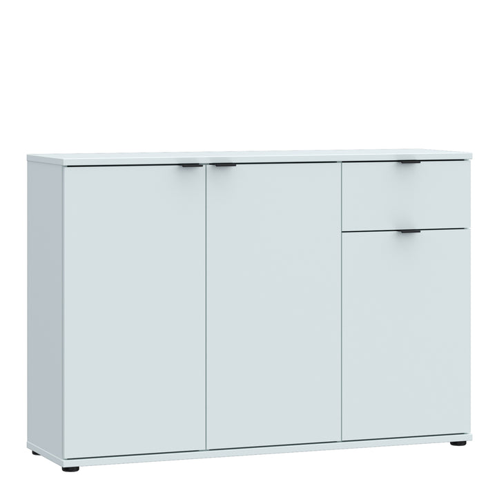 Ganymede Wide 3 Door Cupboard with Drawer in Light Grey