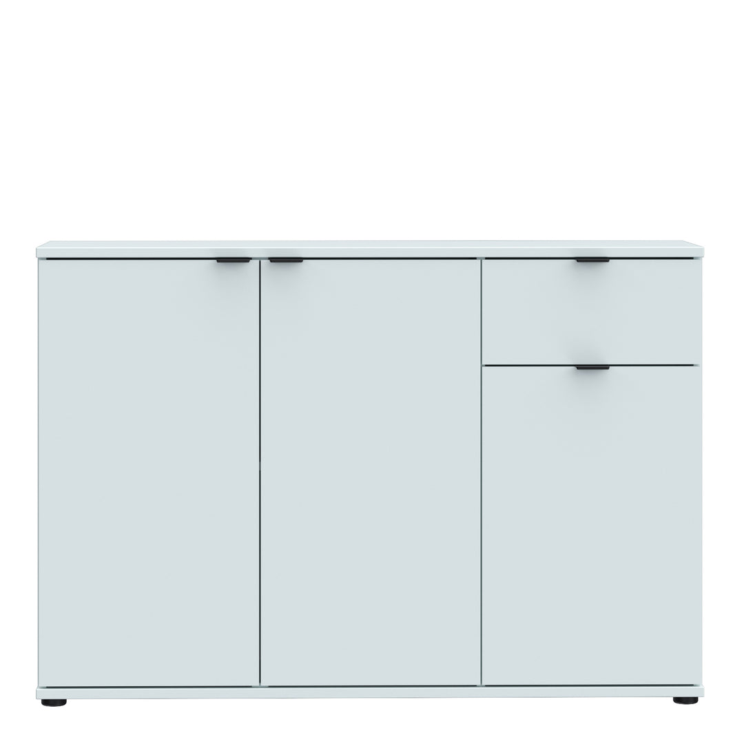 Ganymede Wide 3 Door Cupboard with Drawer in Light Grey