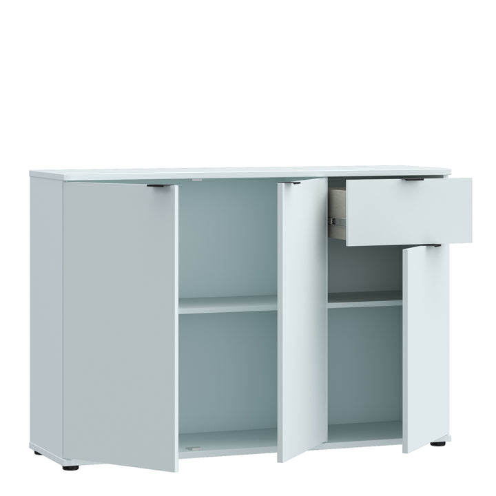 Ganymede Wide 3 Door Cupboard with Drawer in Light Grey