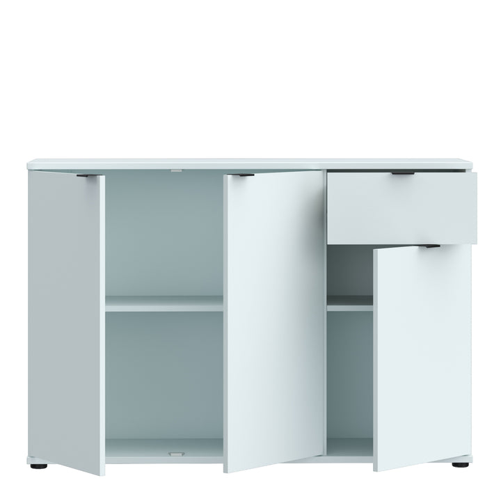 Ganymede Wide 3 Door Cupboard with Drawer in Light Grey
