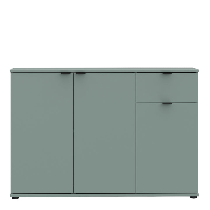 Ganymede Wide 3 Door Cupboard with Drawer in Sage Green
