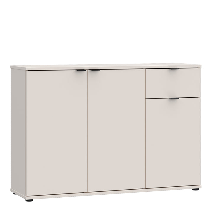 Ganymede Wide 3 Door Cupboard with Drawer in Sand