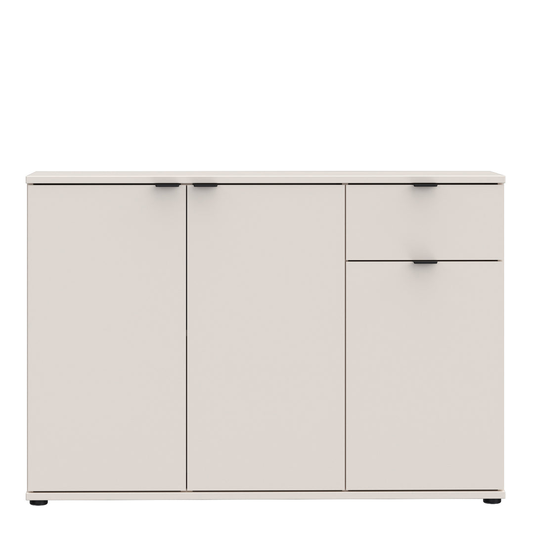 Ganymede Wide 3 Door Cupboard with Drawer in Sand