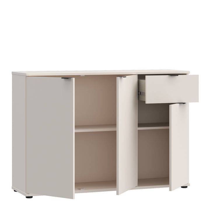 Ganymede Wide 3 Door Cupboard with Drawer in Sand