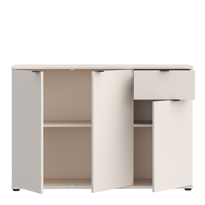 Ganymede Wide 3 Door Cupboard with Drawer in Sand