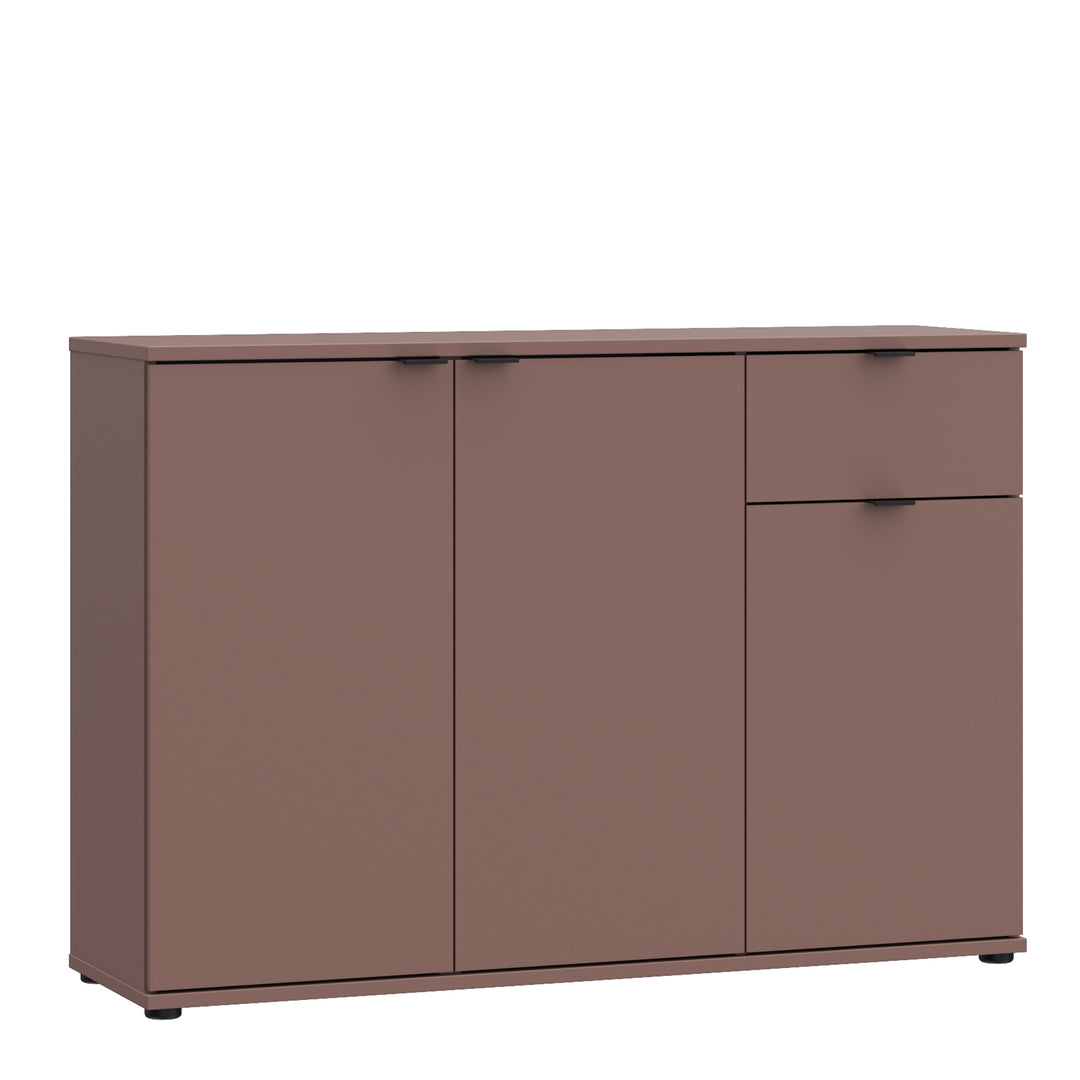 Ganymede Wide 3 Door Cupboard with Drawer in Terracotta