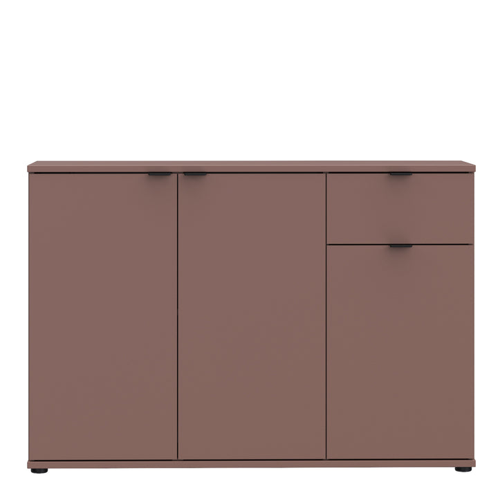 Ganymede Wide 3 Door Cupboard with Drawer in Terracotta